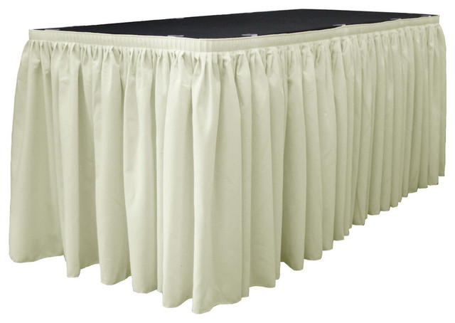 LA Linen Polyester Poplin Table Skirt, Ivory, 168"x29"