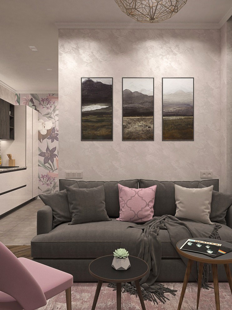 Прихожая с гостиной в однокомнатной квартире