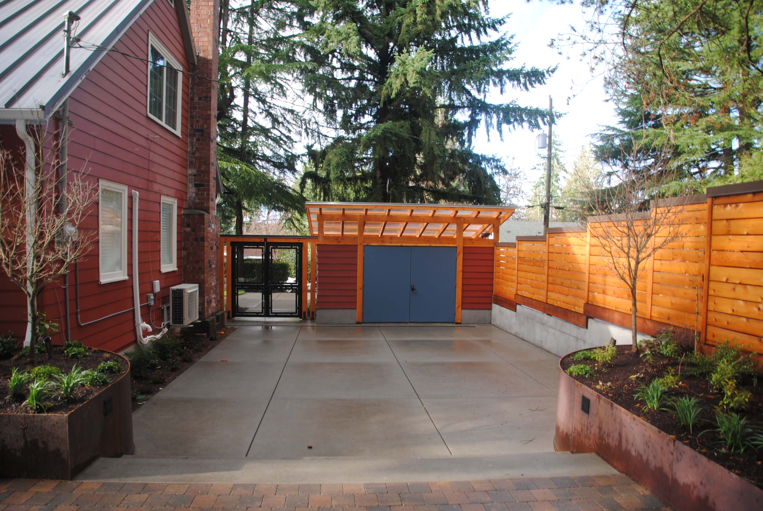 Sports court and shed