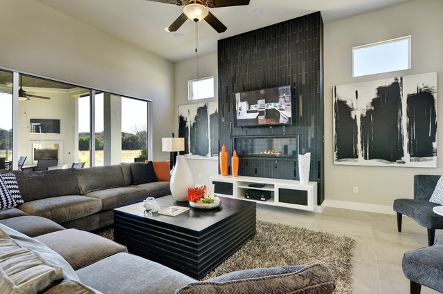 Abrantes Model Scott Felder Homes contemporary-living-room