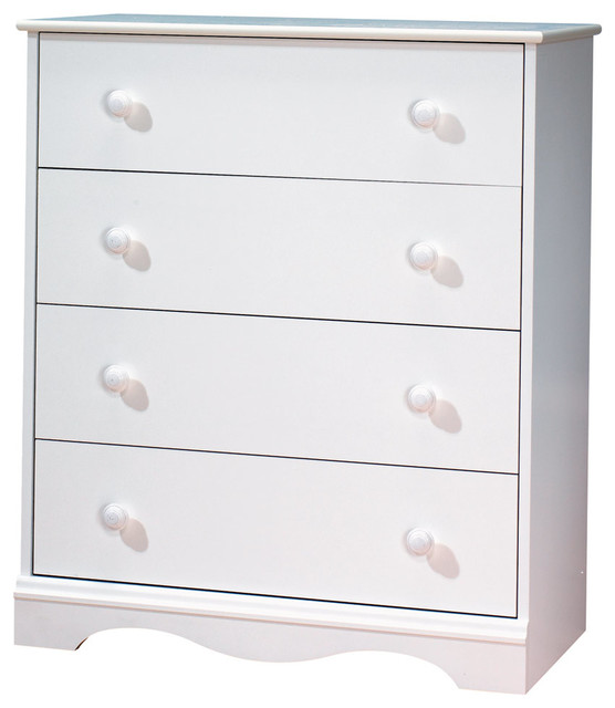 4 Drawers Chest In White Off White Finish Transitional Kids