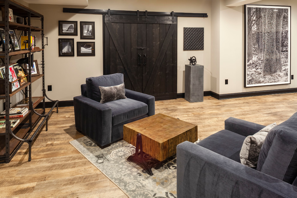 Industrial Style Basement Remodel - Industrial - Basement ...