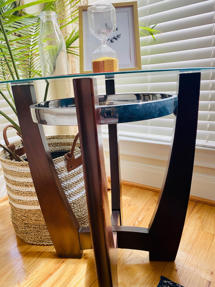 ideas to replace glass top on table with wood or metal