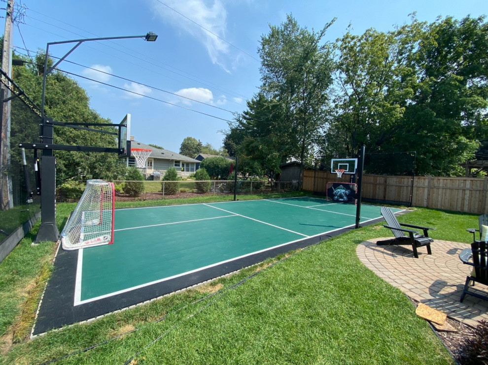 This is an example of a traditional backyard outdoor sport court in Minneapolis.