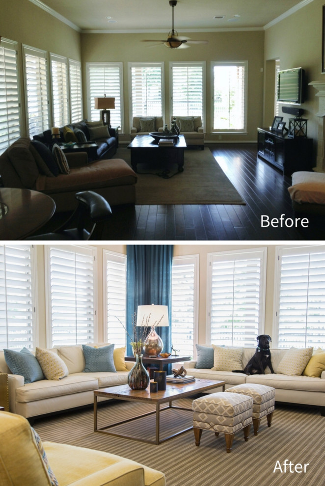 before and after- living room remodeling in winnetka