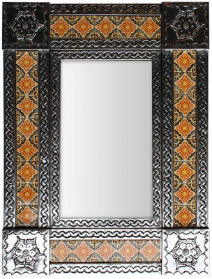 Small Silver Covelo Tile Mexican Mirror