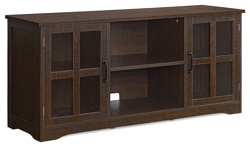 Cori 52" Wood and Glass Console For TVs Up To 60" Transitional