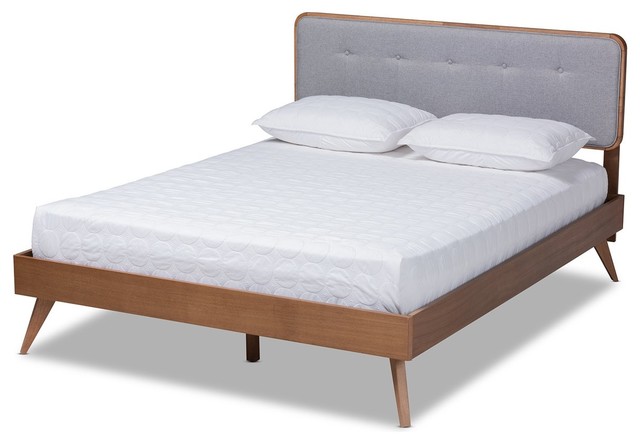 Baxton Studio Dilara Light Gray Walnut Brown Finished Wood Platform Bed Midcentury Platform Beds By Fratantoni Lifestyles