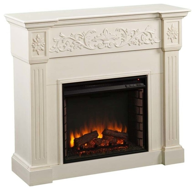 Holly and Martin Huntington Electric Fireplace, Ivory
