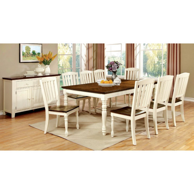 Wooden Dining Table, Vintage White and Dark Oak, Standard Height - French Country - Dining ...