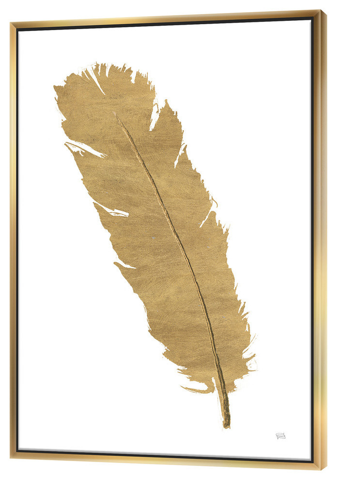 Designart Glam Pure Gold Feather Ii Glam Framed Wall Art Contemporary Prints And Posters By Design Art Usa