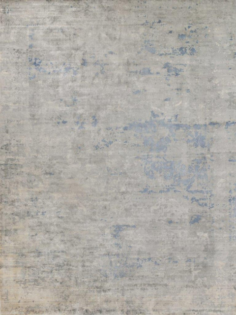 Cassina Handmade Hand Loomed Bamboo Silk and Cotton Sky Blue Area Rug ...