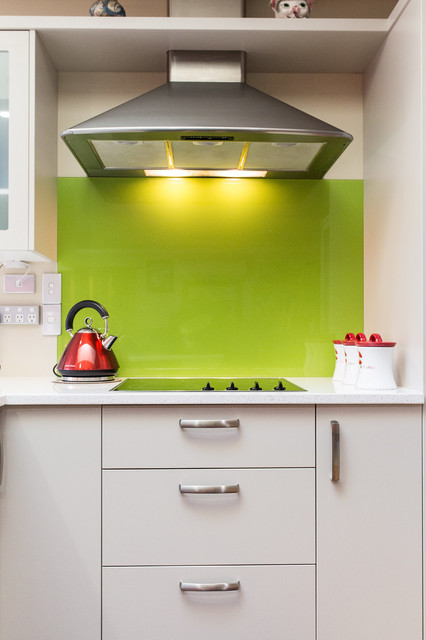 Touchtex Pavement Kitchen with Green Splashback eclectic-kitchen