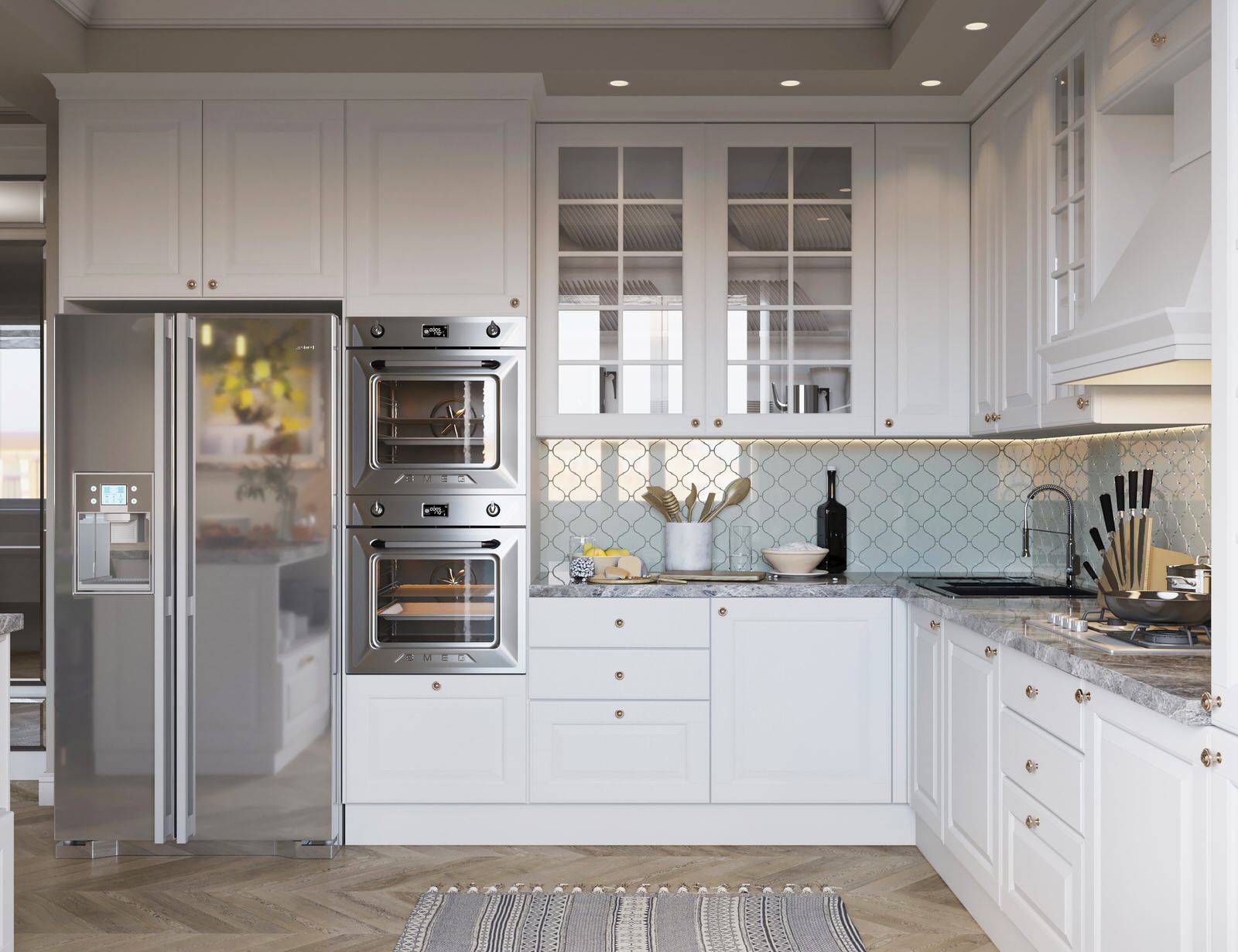 Мягкий эклектичный интерьер квартиры 205 кв.м.