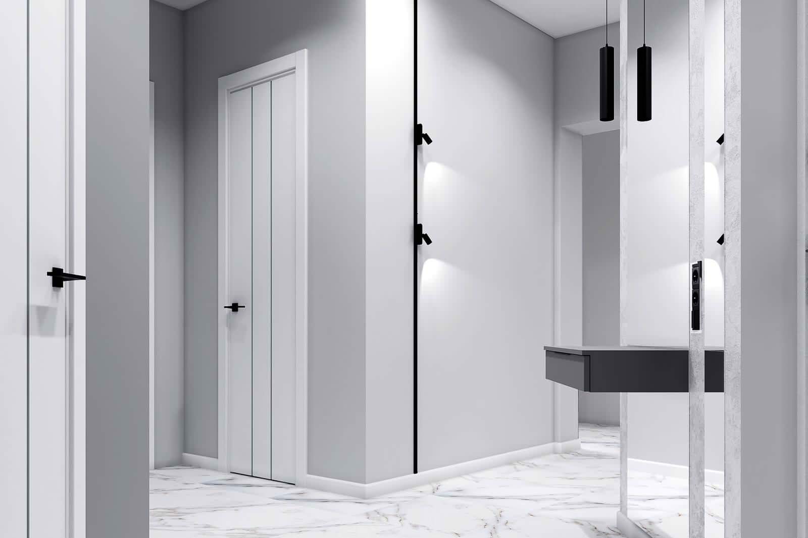 Современный дизайн в серых тонах, ЖК Панорама