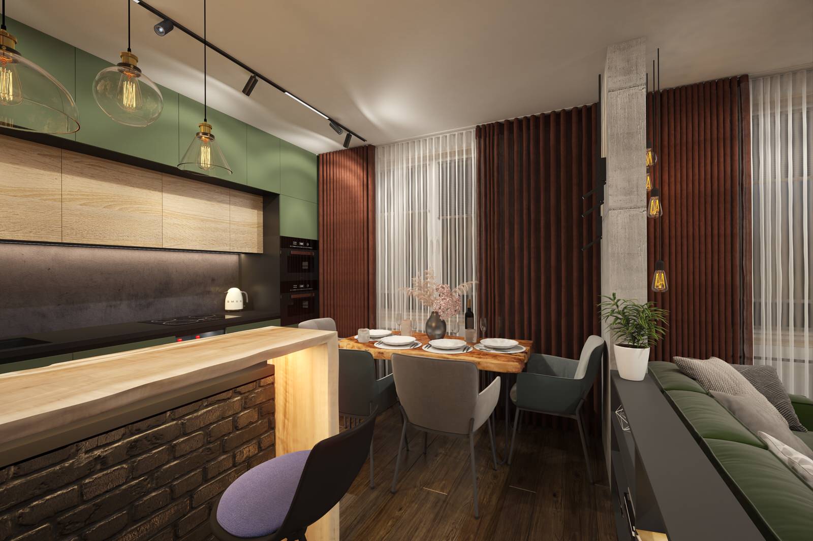 Квартира в стиле – барный лофт