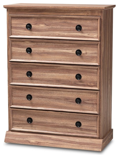 Baxton Studio Ryker Modern And Contemporary Oak Finished 5 Drawer