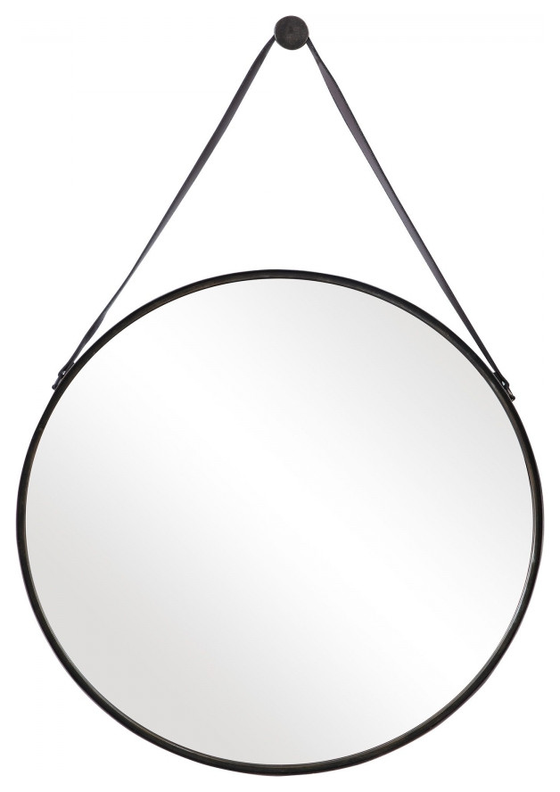 Antiqued Bronze Metal Round Wall Mirror, Bathroom Mirror, 30 Inch