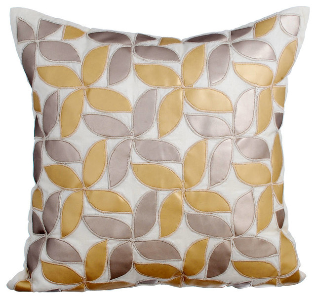 Gold Decorative Pillow Covers Faux Leather, Gold & Silver Classic
