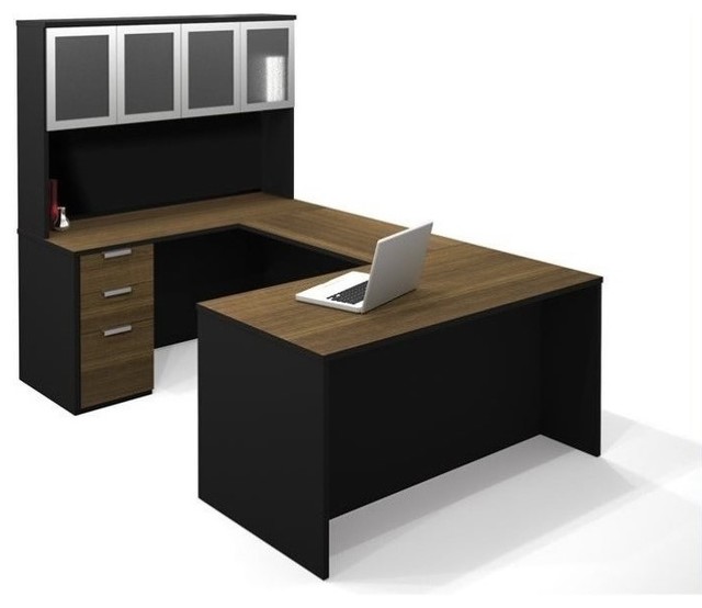 Bestar Pro-Concept U-Shaped Workstation with High Hutch and Pedestal