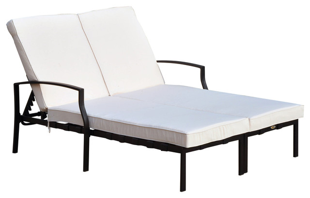 Outsunny 74 Reclining Outdoor Double Lounge Chair Cream Black