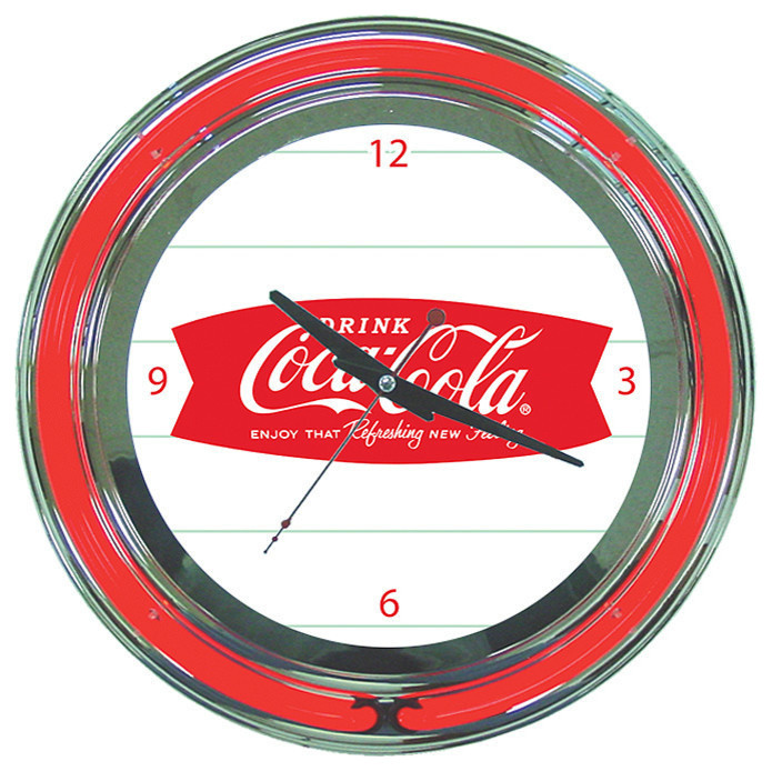 Coca Cola Refreshing Feeling Neon Clock - 14 Inch Diameter