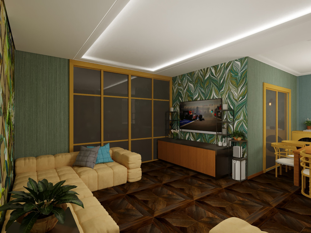 Варианты обоев в гостиной ЖК Каскад.