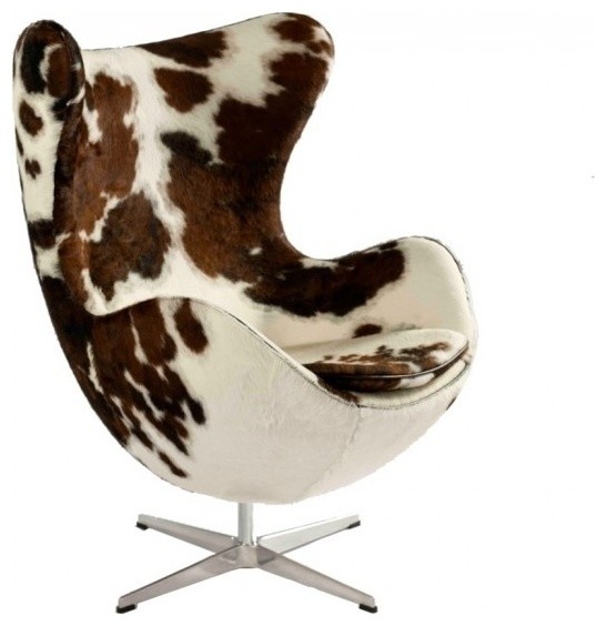Modern Pony Cowhide Egg Lounge Chair Contemporary Armchairs