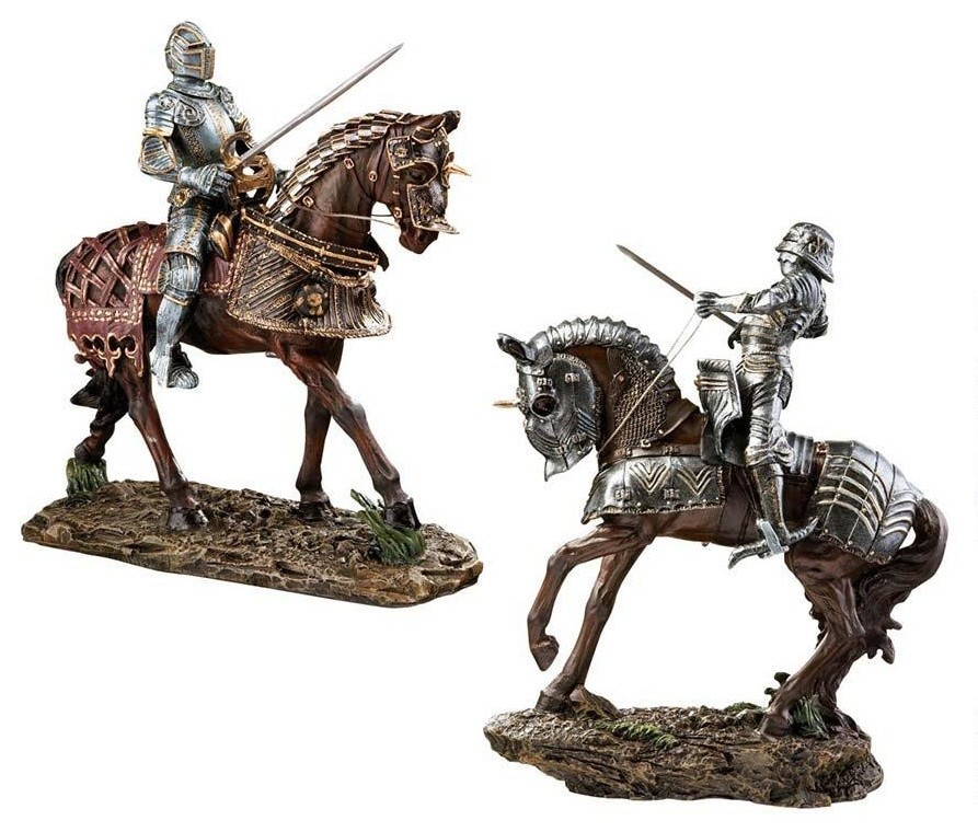 14.5"H Tall Mighty Knights of Blenheim Sculpture - Set of 2