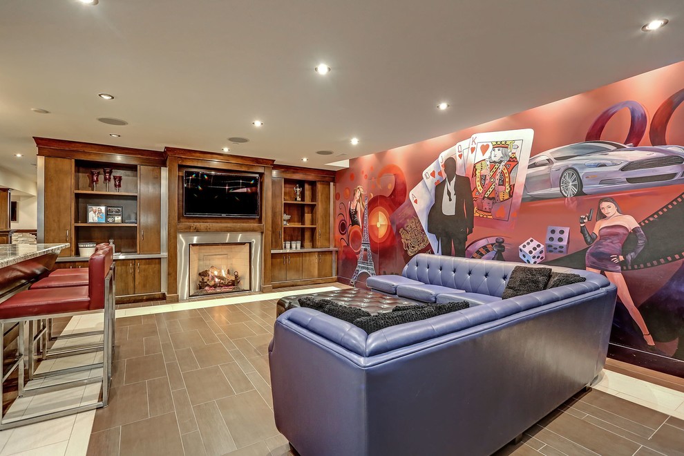 Inspiration for a transitional basement remodel in Toronto