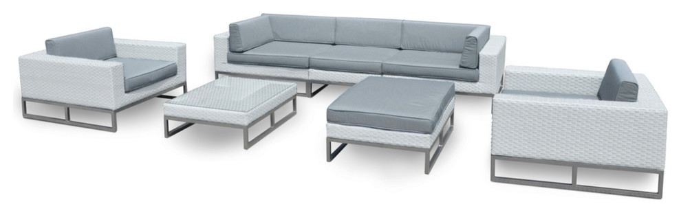 Marseille Outdoor Patio Furniture 7 Piece Weather-Wicker Sofa Sectional Set
