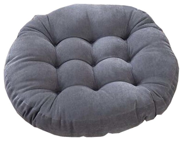 21-Inch Round Floor Pillow Tufted Support Padded Boosted Cushion, Gray
