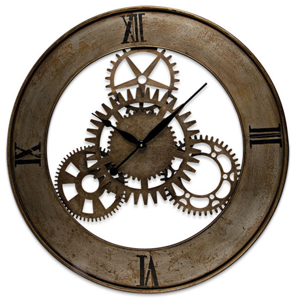 Open Back Metal Gear Clock Eclectic Clocks Atlanta by Iron Accents