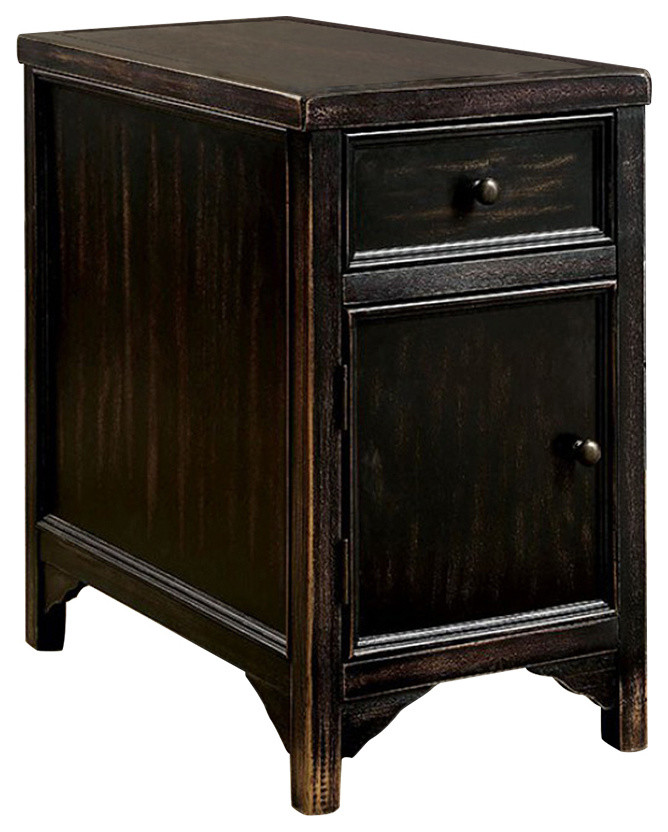 Meadow Transitional Style Side Table, Black Transitional Side