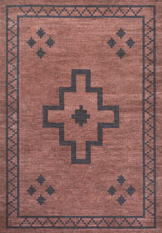 Korsa Geometric Medallion MachineWashable Area Rug, 4x6 Southwestern Area Rugs by