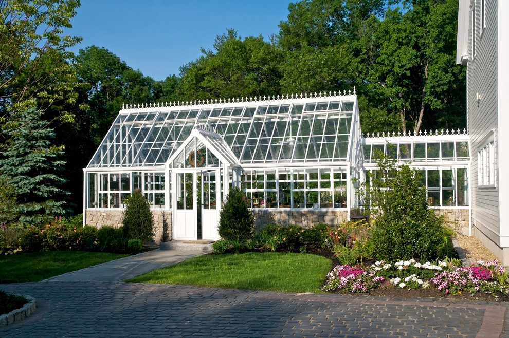 This is an example of a traditional attached greenhouse in Boston.