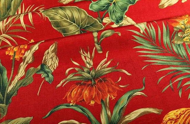 Botanica Upholstery Fabric in Red Lipstick