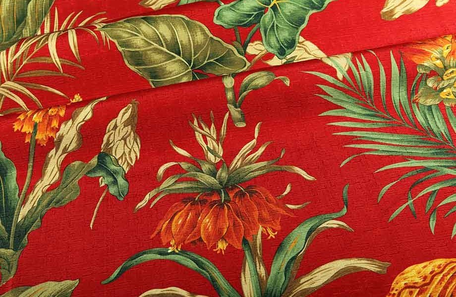 Botanica Upholstery Fabric in Red Lipstick