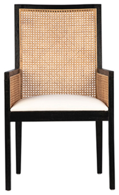 Colonial Black & Cane Dining Arm Chair - Tropical - Dining Chairs - by ...