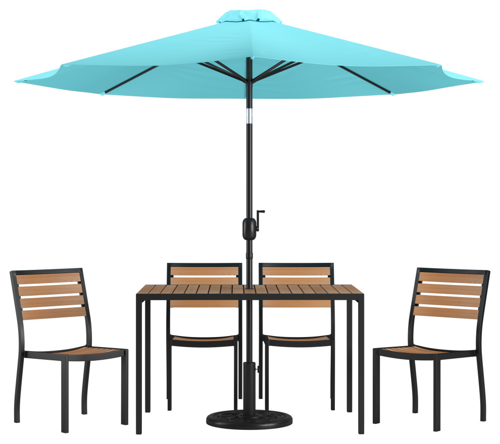 teal patio dining set