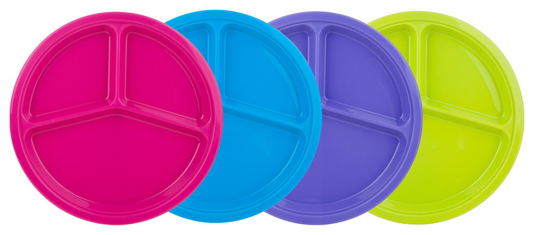 Pack of 48 B&R Plastics PP48 Assorted Polyethylene Divided Plate 10-1/2 W in. 