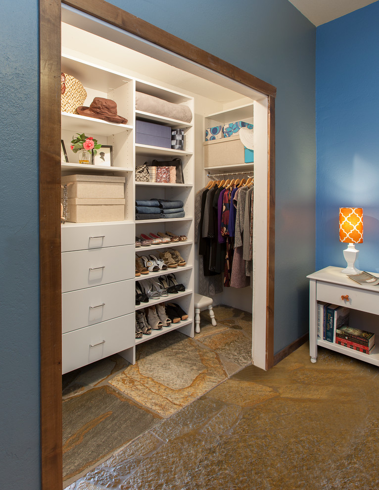 White Reach In Closet Organizer in Blue Room Modern Closet Orange