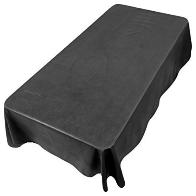 52'' x 108", Vinyl Tablecloth with Polyester Flannel Backing in Black