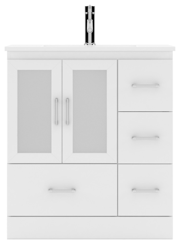 Zola 30" Single Bath Vanity, Espresso and Square Sink and Matching