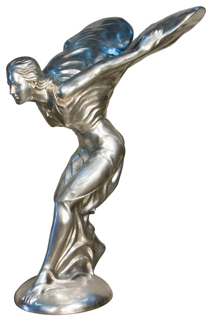 66 Flying Lady In Pewter Finish Sculpture Contemporary