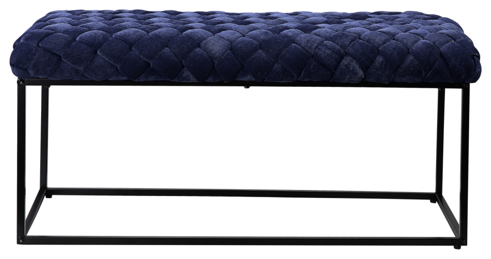 Loft Lyfe Lucille Bench Upholstered, Navy Velvet