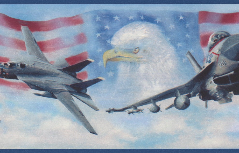 USA AMERICAN FLAG BANNER WITH EAGLE Wallpaper Border 6/"