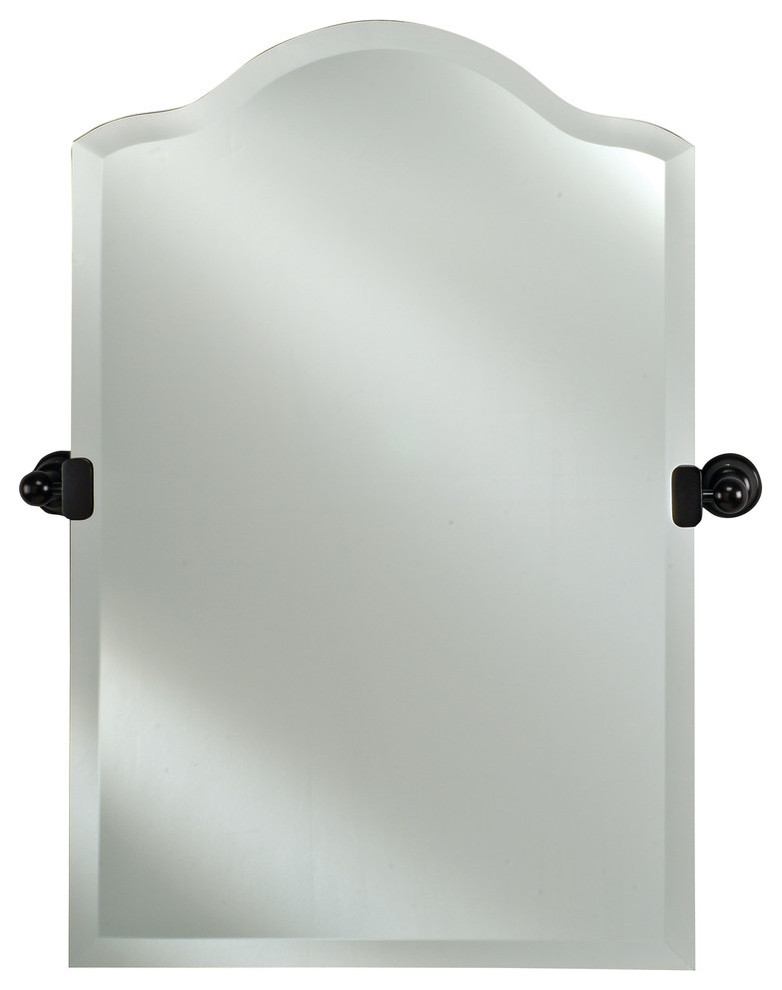 Scallop Frameless Bevel Mirrors w/ Tilt Brackets, 16"x25" Traditional