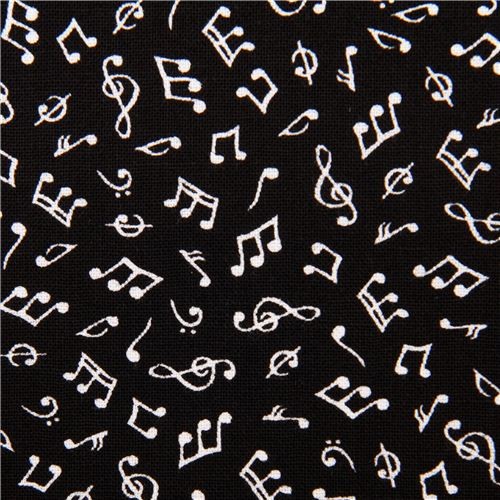 black mini music notes fabric by Timeless Treasures USA