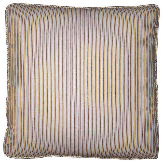 Yellow Ticking Stripe Pillow Covers by Carol Tate
